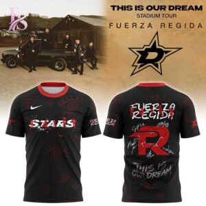 Modern fashion clothing displayed in Dallas Stars Fuerza Regida This is our Dream Stadium Tour 2026 Hoodie 3, designed for comfort, versatility, and effortless everyday style.