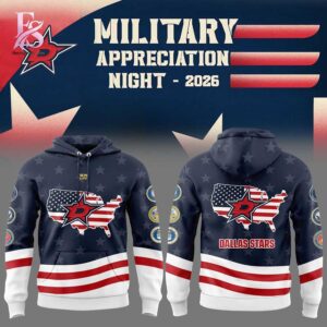 Modern fashion clothing displayed in Dallas Stars Military Appreciation 2026 Hoodie 1, designed for comfort, versatility, and effortless everyday style.