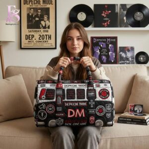 Trendy outfit showcased in Depeche Mode Quilted Duffle Bag 2, combining contemporary fashion style with premium materials for a standout appearance.