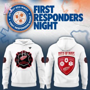Clear product photo of Detroit Red Wings First Responders Night 2026 Hoodie 1 showing a stylish design and comfortable everyday look.
