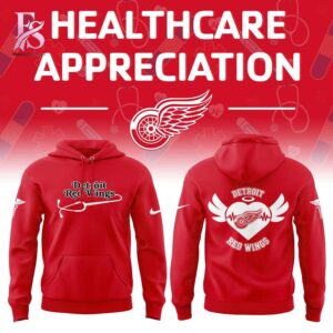 Trendy outfit showcased in Detroit Red Wings Healthcare Appreciation Night 2026 Hoodie 1, combining contemporary fashion style with premium materials for a standout appearance.