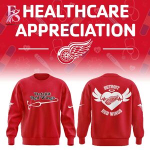 Trendy outfit showcased in Detroit Red Wings Healthcare Appreciation Night 2026 Hoodie 3, combining contemporary fashion style with premium materials for a standout appearance.