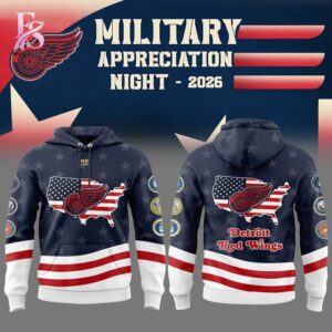 Clear product photo of Detroit Red Wings Military Appreciation 2026 Hoodie 1 showing a stylish design and comfortable everyday look.