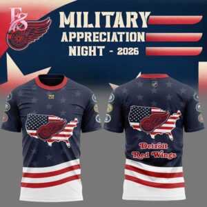Clear product photo of Detroit Red Wings Military Appreciation 2026 Hoodie 3 showing a stylish design and comfortable everyday look.