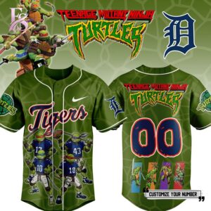 Modern fashion clothing displayed in Detroit Tigers Teenage Mutant Ninja Turtles Baseball Jersey 1, designed for comfort, versatility, and effortless everyday style.