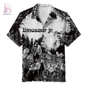 Beach-ready Hawaiian shirt with all-over tropical print and soft premium fabric – Dinosaur Jr Dinosaur Hawaiian Shirt 1