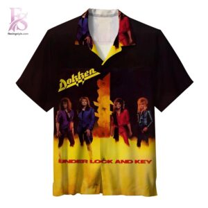 Beach-ready Hawaiian shirt with all-over tropical print and soft premium fabric – Dokken Under Lock and Key Hawaiian Shirt 1