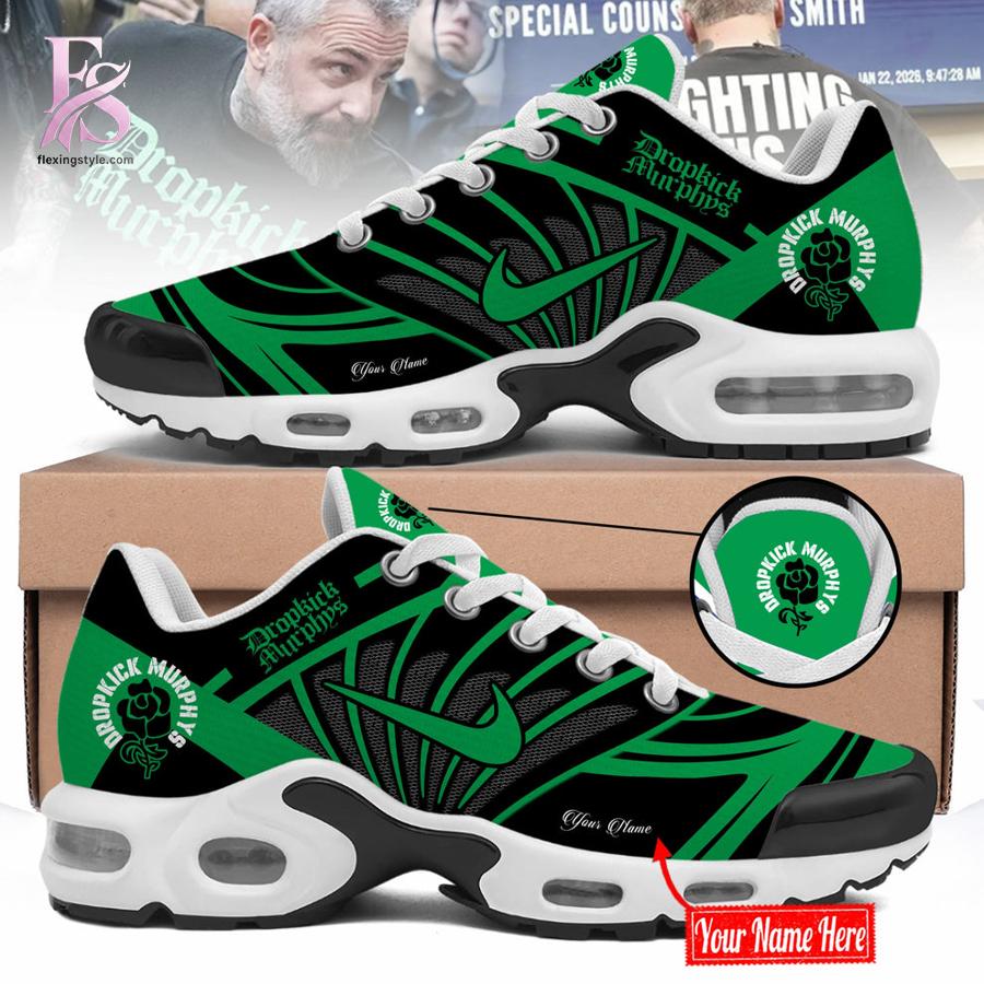 Trendy outfit showcased in Dropkick Murphys 2026 TN Air Max Shoes 1, combining contemporary fashion style with premium materials for a standout appearance.