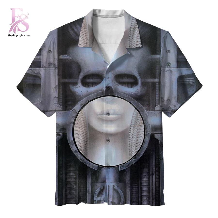 Casual outfit featuring Emerson Lake Palmer Brain Salad Surgery Hawaiian Shirt 1 with modern and comfortable design.