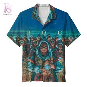 Lightweight tropical Hawaiian shirt with vibrant colors and classic camp collar design – Fire of Unknown Origin Blue Oyster Cult 2026 Hawaiian Shirt 1