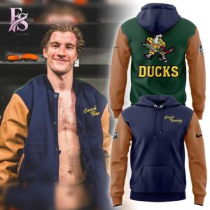 Detailed view of a fashionable apparel design in Gordon Bombay The Mighty Ducks Hoodie 1, capturing the texture, colors, and stylish elements of the garment.
