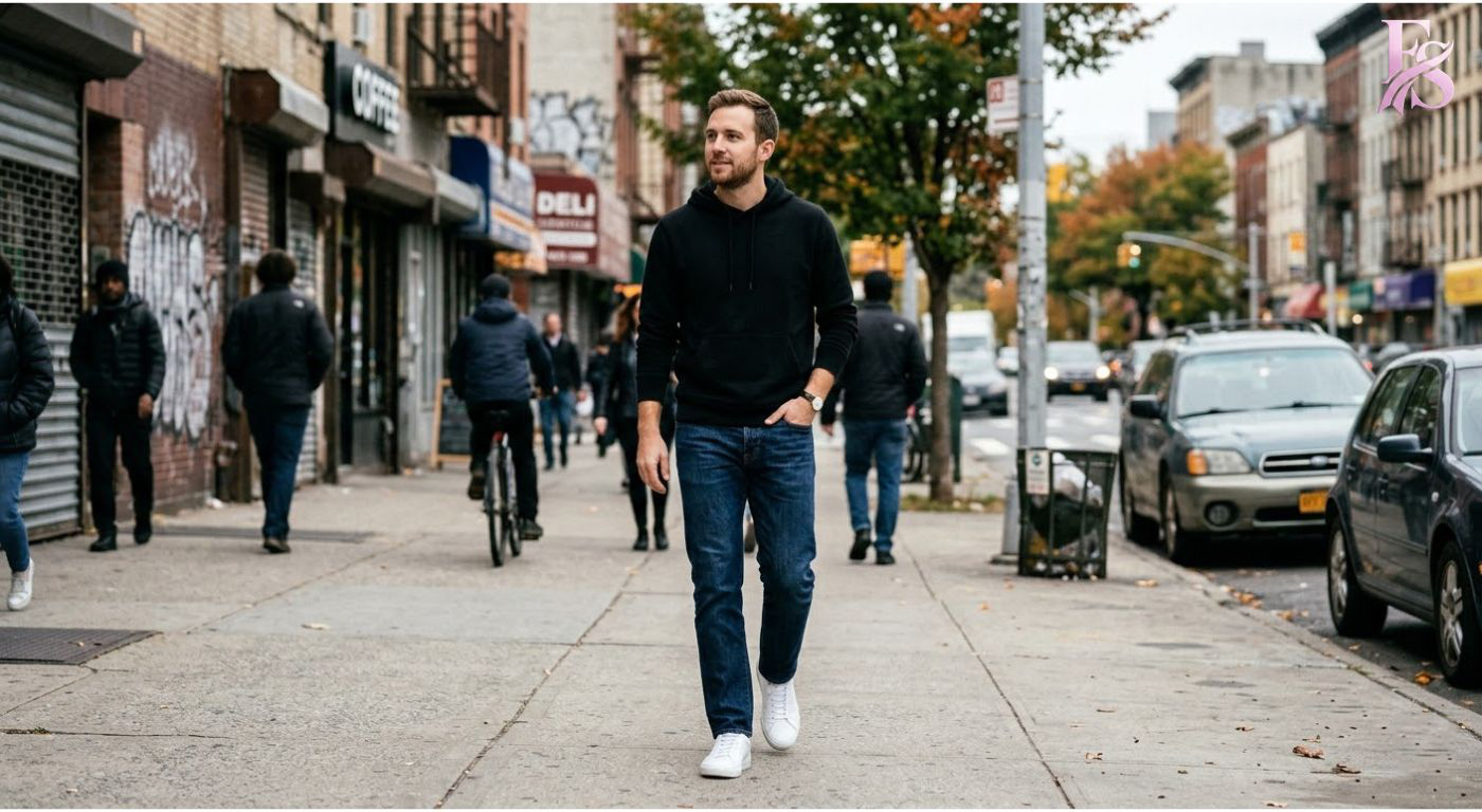 How to Style a Black Pullover Hoodie for a Casual Look (5) Modern fashion clothing displayed in How to Style a Black Pullover Hoodie for a Casual Look (5), designed for comfort, versatility, and effortless everyday style.