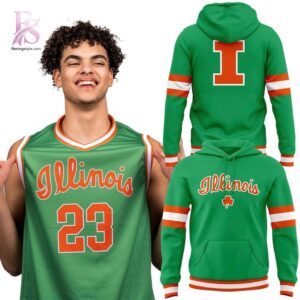 Detailed view of a fashionable apparel design in Illinois Basketball Luck of the Illini Luck of the Illini Shirt 2, capturing the texture, colors, and stylish elements of the garment.