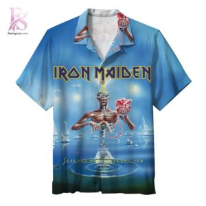 Beach-ready Hawaiian shirt with all-over tropical print and soft premium fabric – Iron Maiden Seventh Son of a Seventh Son Hawaiian Shirt 1