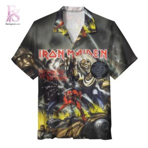 Beach-ready Hawaiian shirt with all-over tropical print and soft premium fabric – Iron Maiden The Number of the Beast Album Hawaiian Shirt 1