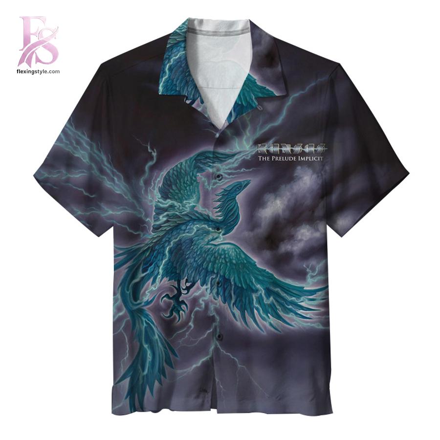 Unisex Hawaiian shirt designed with exotic floral motifs and comfortable relaxed silhouette – Kansas Band The Prelude Implicit album Hawaiian Shirt 1