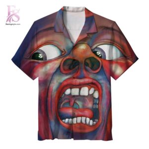 Unisex Hawaiian shirt designed with exotic floral motifs and comfortable relaxed silhouette – King Crimson In the Court of the Crimson King Hawaiian Shirt 1