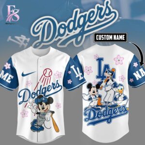 Modern fashion clothing displayed in Los Angeles Dodgers Mickey Mouse Baseball jersey 1, designed for comfort, versatility, and effortless everyday style.