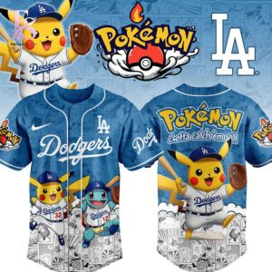Elegant everyday fashion essential presented in Los Angeles Dodgers Pokemon Baseball Jersey 1 suitable for relaxed and smart casual outfits