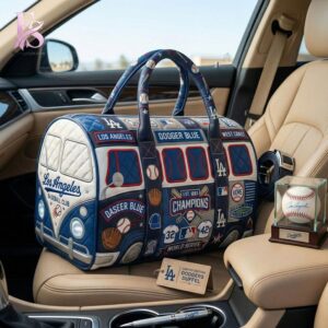 Casual outfit featuring Los Angeles Dodgers Quilted Duffle Bag 1 with modern and comfortable design.