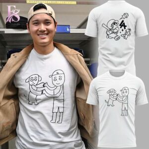 Detailed view of a fashionable apparel design in Los Angeles Dodgers Shohei ohtani and Decoy Shirt 1, capturing the texture, colors, and stylish elements of the garment.