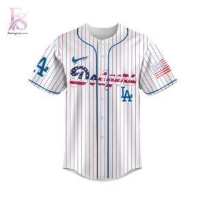 Detailed product image of Los Angeles Dodgers US Flag Baseball Jersey 2 with eye-catching style and smooth finish.
