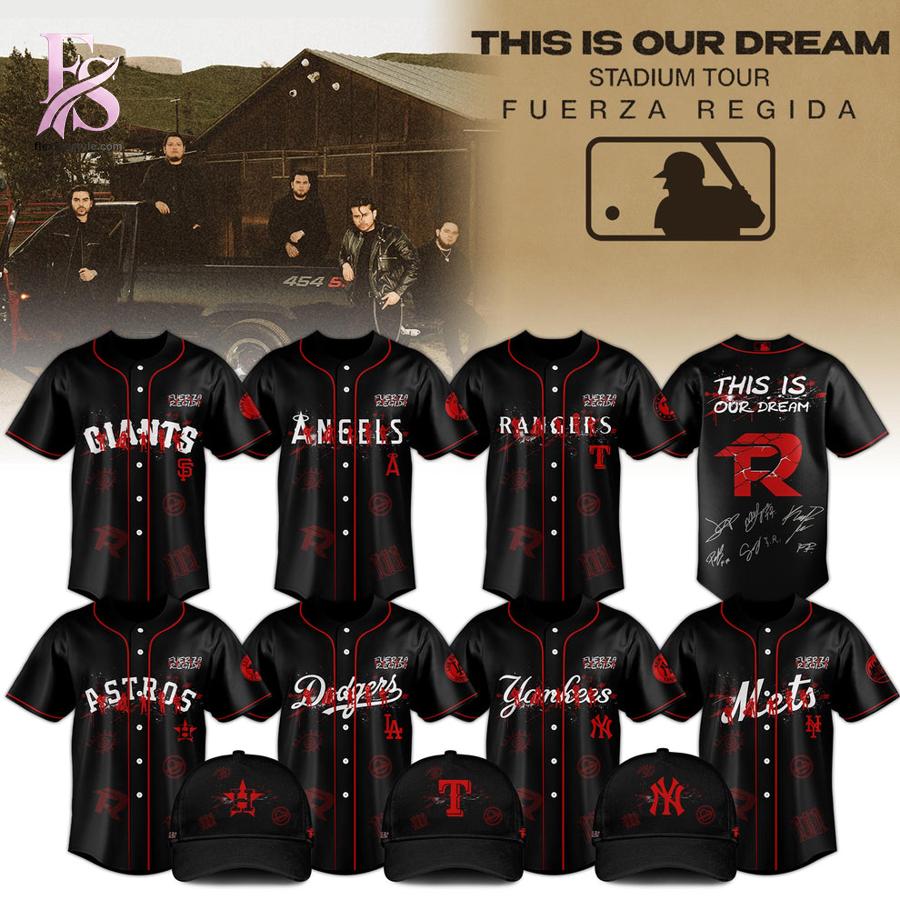 Bring new energy to your look with MLB x Fuerza Regida This Is Our Dream Stadium Tour 2026 Jersey 1.