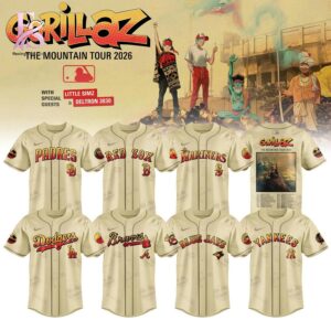 Wear it your way with MLB x Gorillaz The Mountain Tour 2026 Jersey 1.