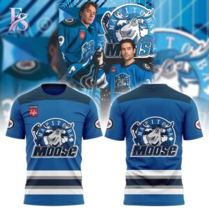Trendy outfit showcased in Manitoba Moose Jets Gear Shirt 1, combining contemporary fashion style with premium materials for a standout appearance.