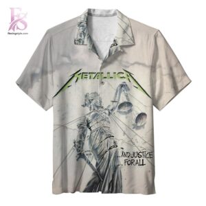 Unisex Hawaiian shirt designed with exotic floral motifs and comfortable relaxed silhouette – Metallica Band And Justice for All album Hawaiian Shirt 1