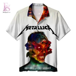 Unisex Hawaiian shirt designed with exotic floral motifs and comfortable relaxed silhouette – Metallica Band Hardwired to Self Destruct Hawaiian Shirt 1