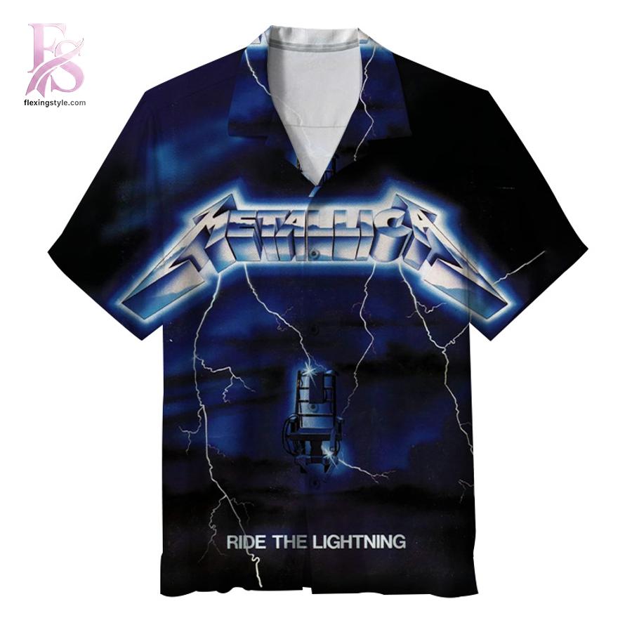 Unisex Hawaiian shirt designed with exotic floral motifs and comfortable relaxed silhouette – Metallica Band Ride the Lightning album Hawaiian Shirt 1