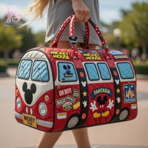 Casual outfit featuring Mickey Mouse 2026 Quilted Duffle Bag 2 with modern and comfortable design.