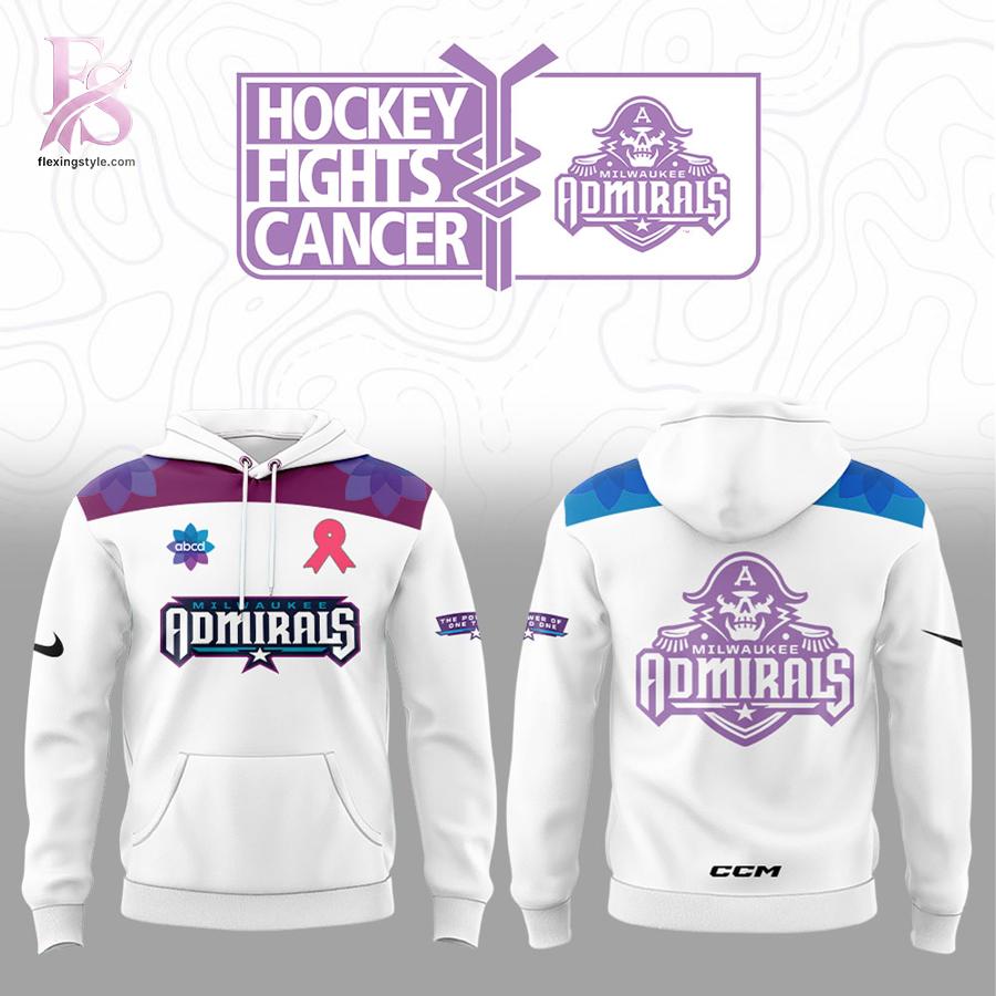 Clear product photo of Milwaukee Admirals Hockey Fights Cancer 2026 Hoodie 1 showing a stylish design and comfortable everyday look.