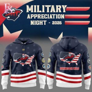Trendy outfit showcased in Minnesota Wild Military Appreciation 2026 Hoodie 1, combining contemporary fashion style with premium materials for a standout appearance.
