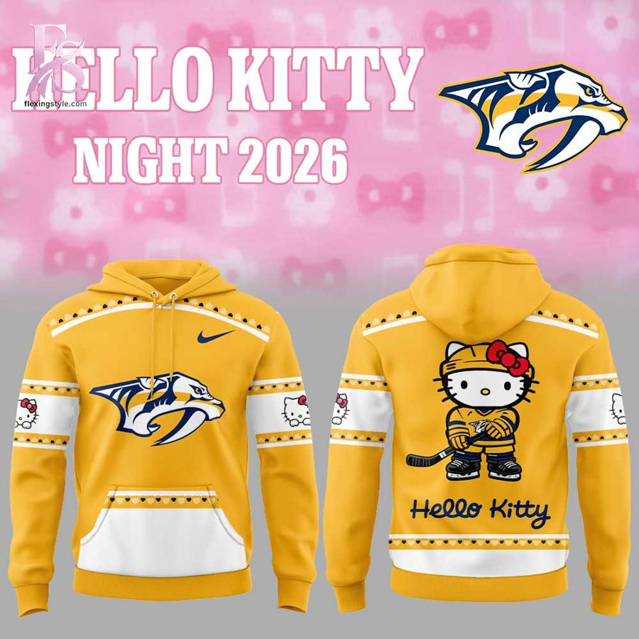Clear product photo of Nashville Predators Hello Kitty Night 2026 Hoodie 1 showing a stylish design and comfortable everyday look.