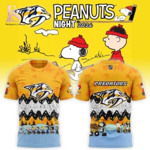 Stylish fashion piece featured in Nashville Predators Peanuts Night 2026 Shirt 1, highlighting modern design, comfortable fabric, and a trendy look perfect for everyday wear.