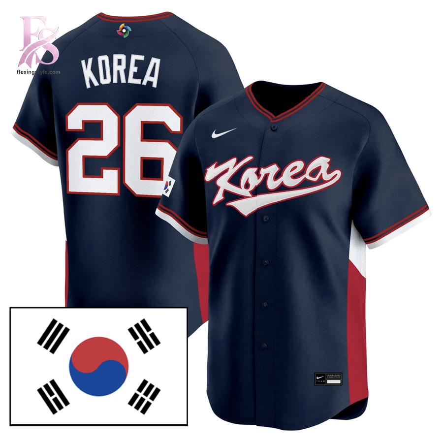 Clear product photo of Navy Korea Baseball 2026 World Baseball Jersey 1 showing a stylish design and comfortable everyday look.