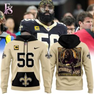 Elegant everyday fashion essential presented in New Orleans Saints Demario Davis 56 Saints Captain Hoodie 1 suitable for relaxed and smart casual outfits