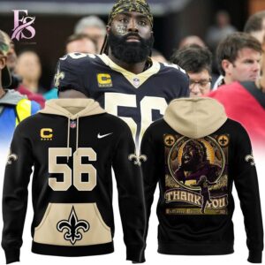 Elegant everyday fashion essential presented in New Orleans Saints Demario Davis 56 Saints Captain Hoodie 2 suitable for relaxed and smart casual outfits