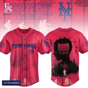 Modern fashion clothing displayed in New York Mets Stranger Things Baseball Jersey 1, designed for comfort, versatility, and effortless everyday style.