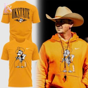 Casual outfit featuring Oklahoma State Cowboys Football Throwback Mascot Hoodie 4 with modern and comfortable design.