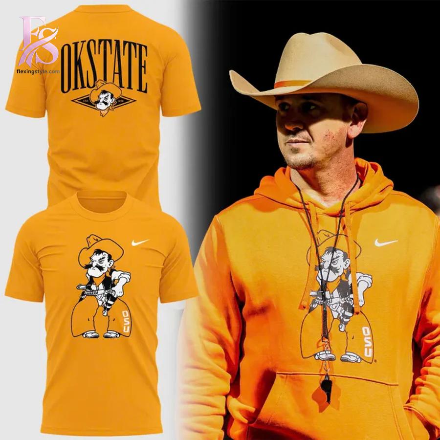 Casual outfit featuring Oklahoma State Cowboys Football Throwback Mascot Hoodie 4 with modern and comfortable design.