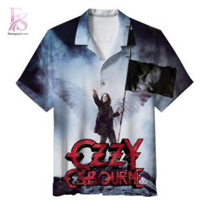 Contemporary unisex fashion design displayed in Ozzy Osbourne Rock n roll royalty man Hawaiian Shirt 1 ideal for casual and urban wear