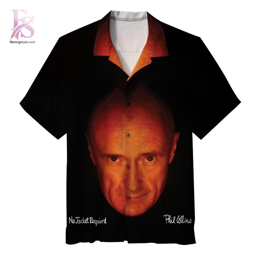 Contemporary unisex fashion design displayed in Phil Collins No jacket required Hawaiian Shirt 1 ideal for casual and urban wear