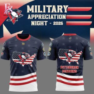Trendy outfit showcased in Pittsburgh Penguins Military Appreciation 2026 Shirt 1, combining contemporary fashion style with premium materials for a standout appearance.