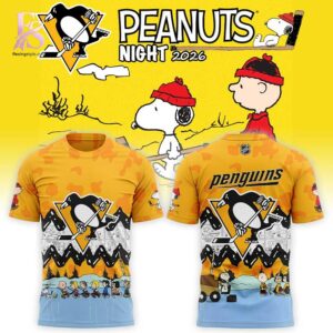 Casual outfit featuring Pittsburgh Penguins Peanuts Night 2026 Hoodie 3 with modern and comfortable design.