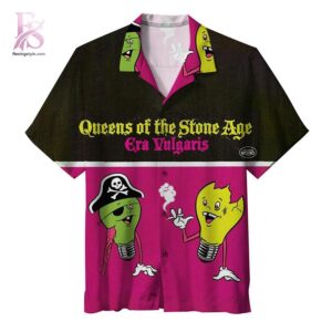 Beach-ready Hawaiian shirt with all-over tropical print and soft premium fabric – Queens of the Stone Age Era Vulgaris Album Hawaiian Shirt 1