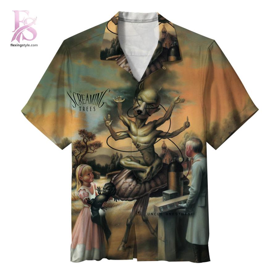 Unisex Hawaiian shirt designed with exotic floral motifs and comfortable relaxed silhouette – Screaming Trees Uncle Anesthesia album Hawaiian Shirt 1