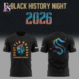Trendy outfit showcased in Seattle Kraken Black Hockey History Night 2026 Shirt 1, combining contemporary fashion style with premium materials for a standout appearance.
